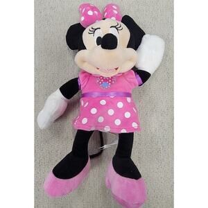 Minnie Mouse Stuffy Waving Hello Pink Polka Dot Dress and Bow (small stain) 0168